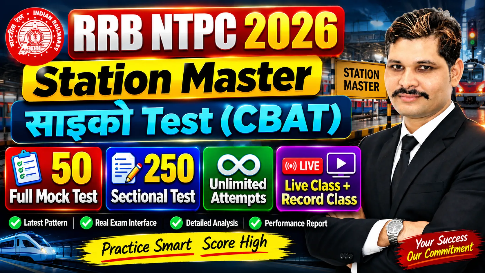 RRB NTPC ASM CBAT Test Series (Station Master Psycho Test)