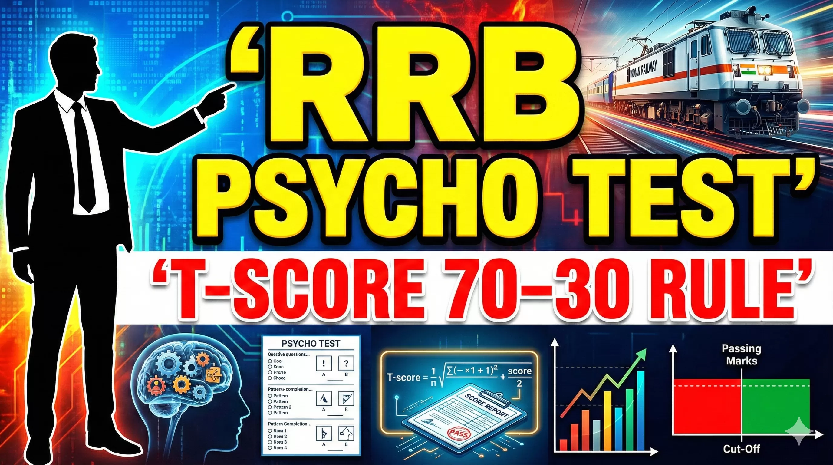 RRB Psycho Test T-Score क्या है? Final Merit 70–30 Rule, Passing Marks, Cut-Off & Complete Process Explained
